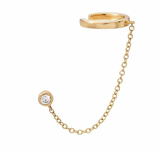 Circle Stud & Earcuff on Chain