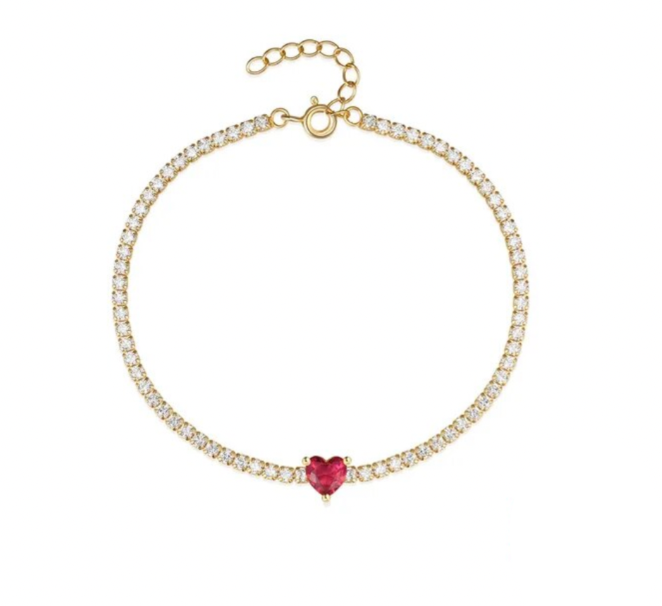 Red Heart Tennis Bracelet