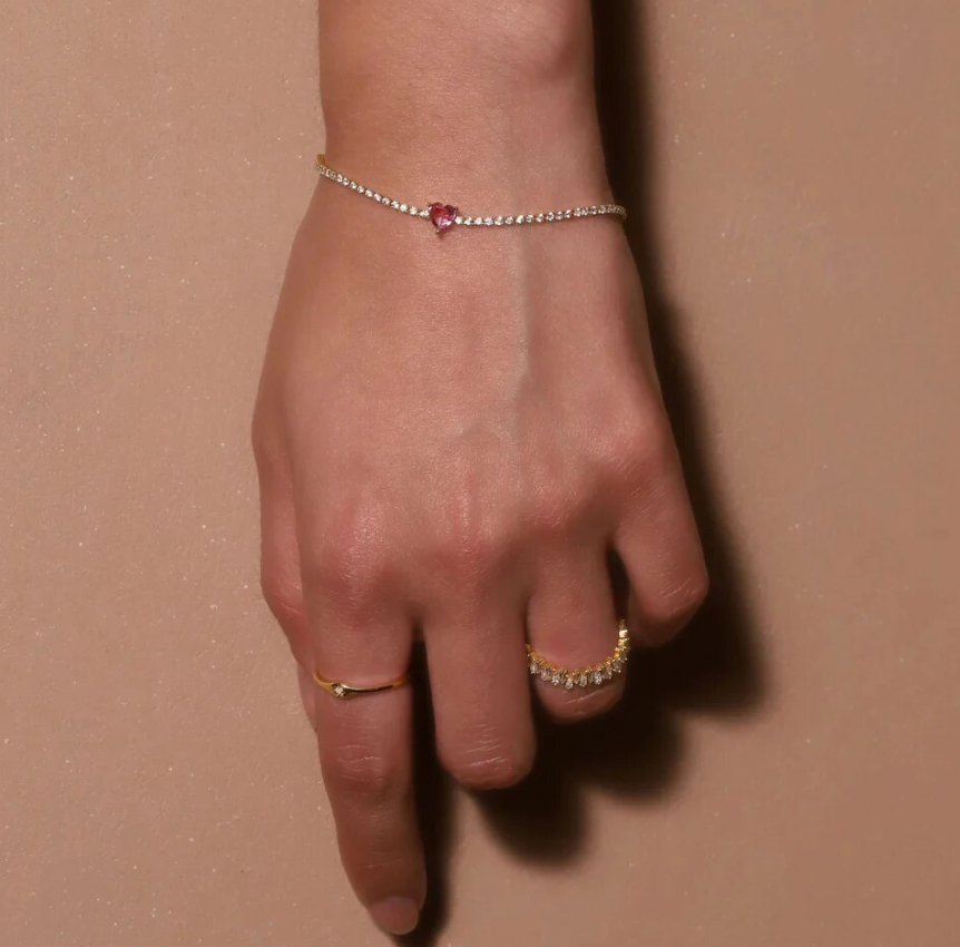 Red Heart Tennis Bracelet