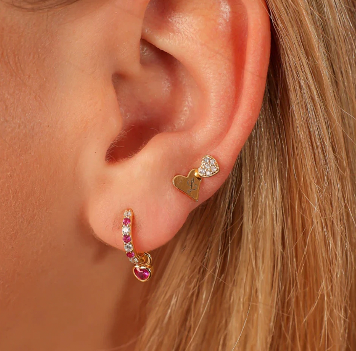 Candy Crystal Heart Charm Hoop