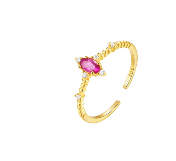 Pink Marquise Stone Rope Ring
