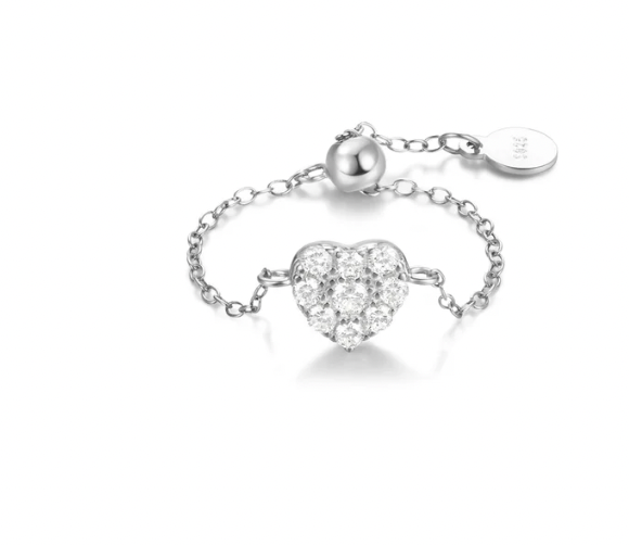 Pavé Heart Chain Ring