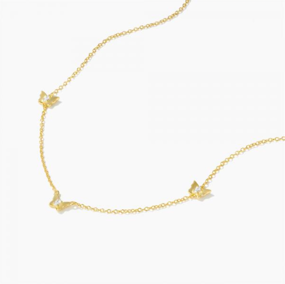 Mini Trio Golden Butterflies Necklace