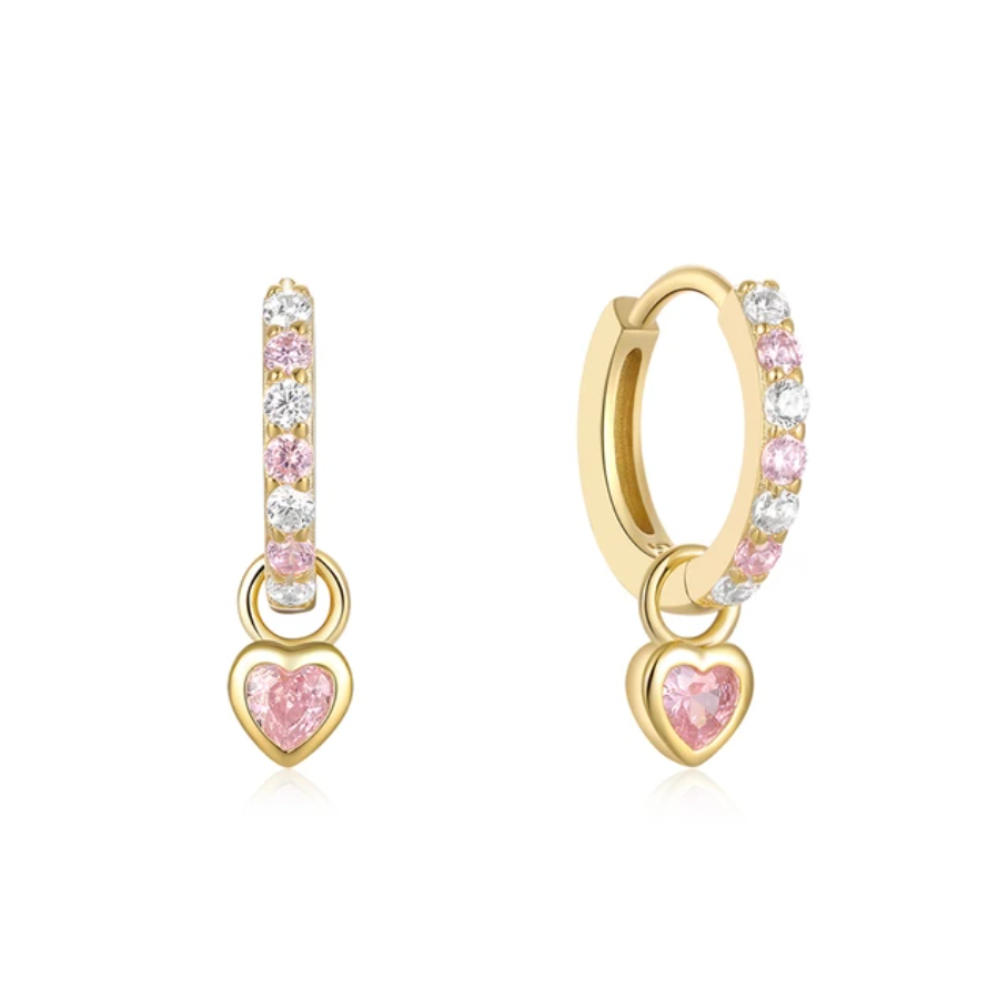 Candy Crystal Heart Charm Hoop