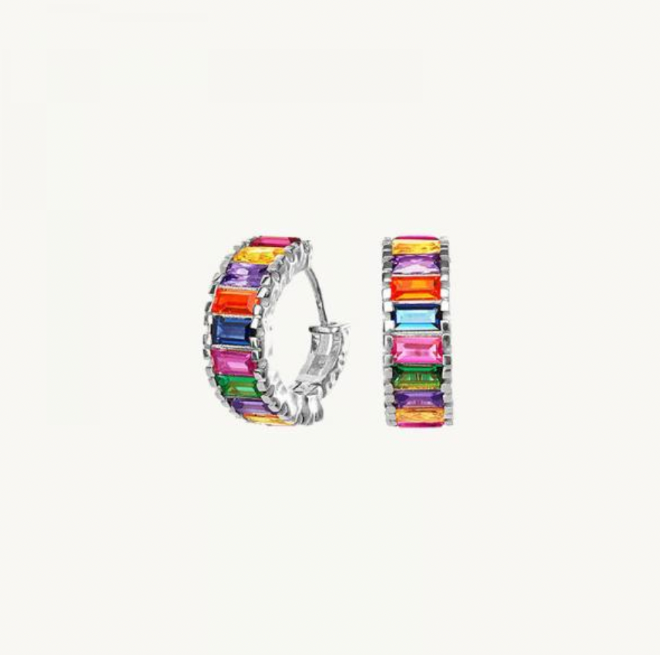 Rainbow Huggie Hoops