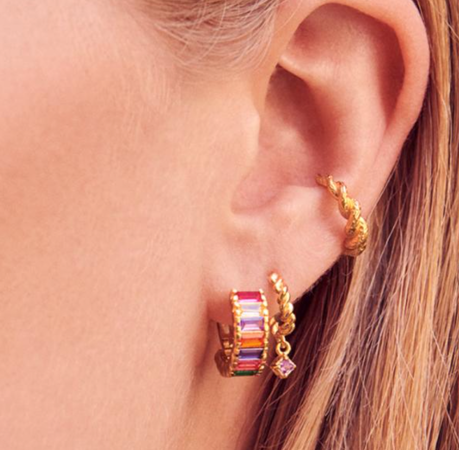 Rainbow Huggie Hoops