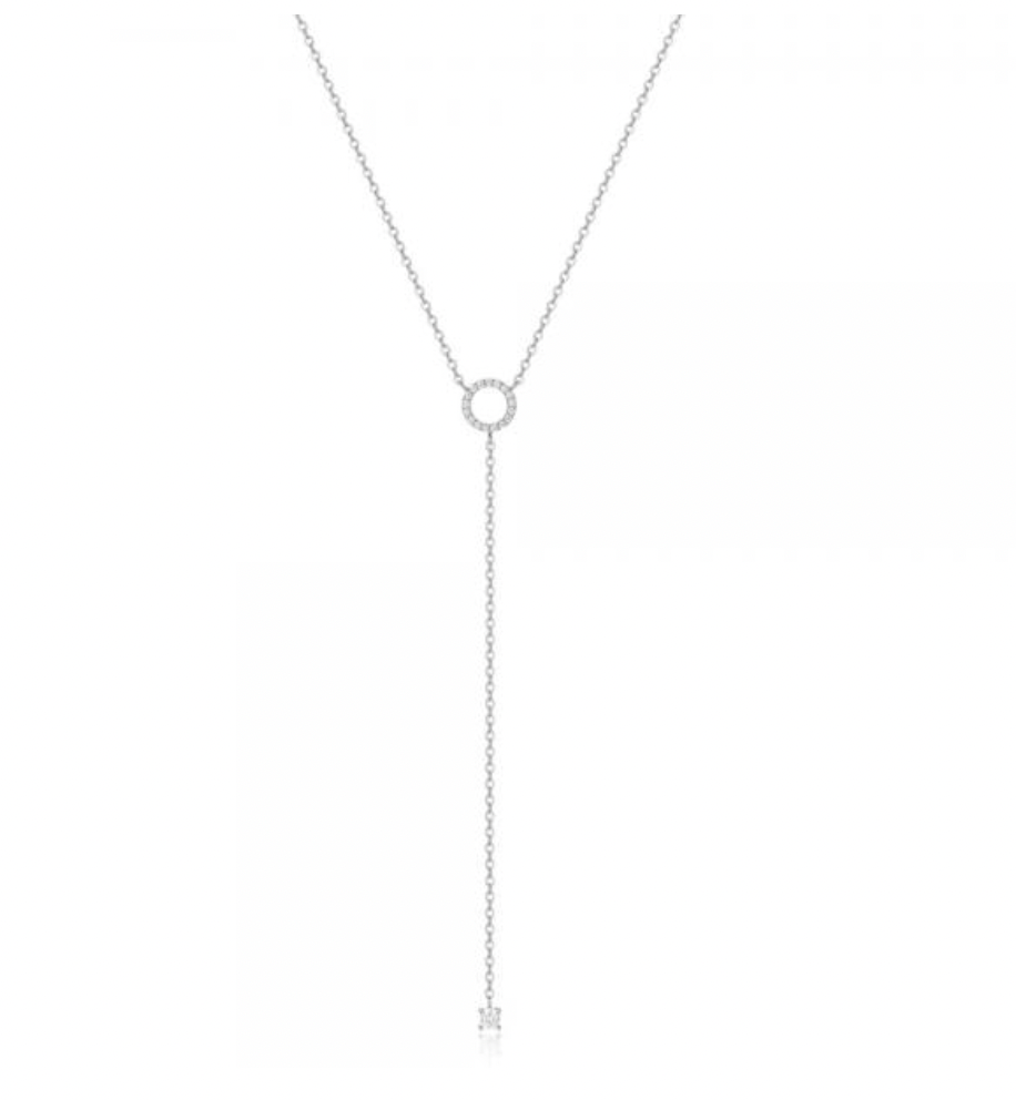Open Pavé Circle Lariat Necklace