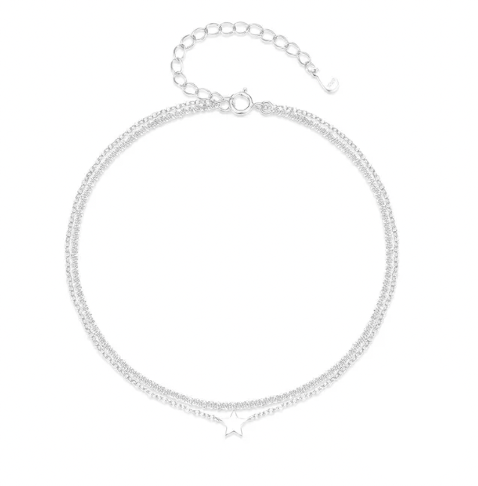 Double Chain Star Mesh Chain Anklet
