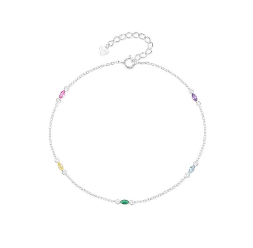 Multi Colorful Marquise Anklet