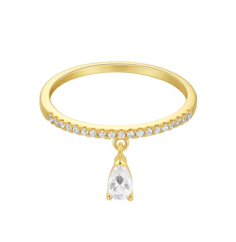 Pavé Dangling Teardrop Ring