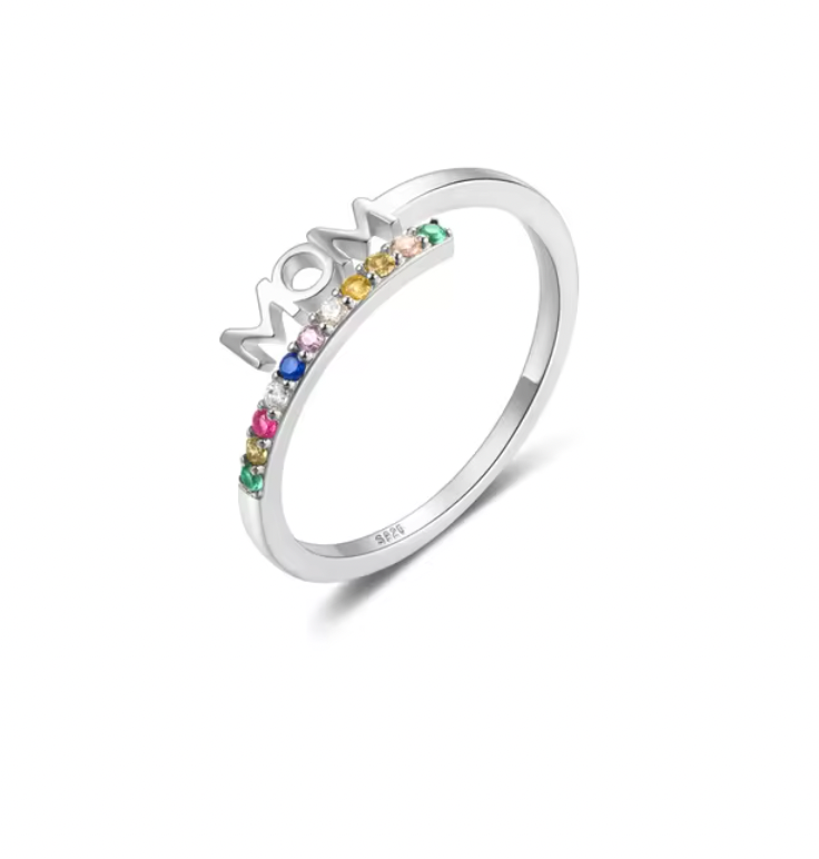 Mom Pavé Rainbow Twist Ring