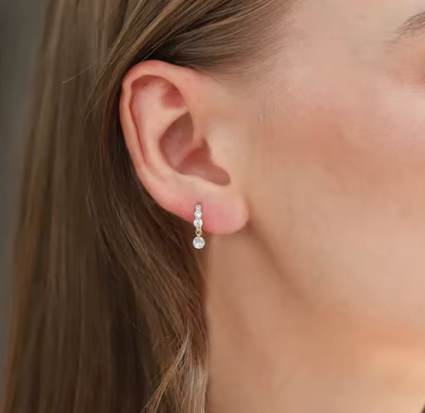 Dangling Crystal Pavé Huggie Hoops