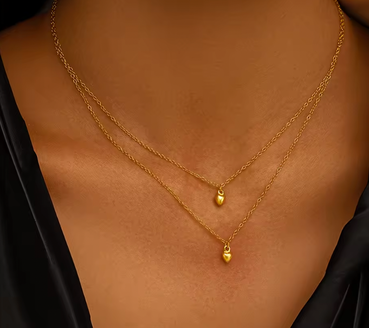 Double Hearts Layered Necklace