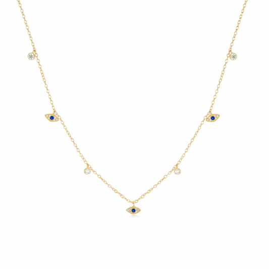Dangling Evil Eyes & Circles Necklace