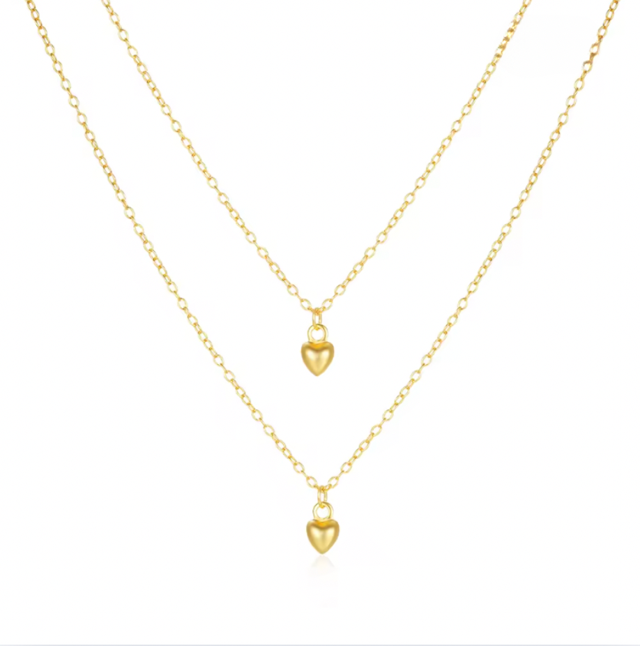 Double Hearts Layered Necklace