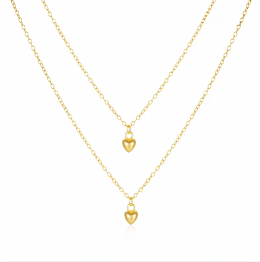 Double Hearts Layered Necklace
