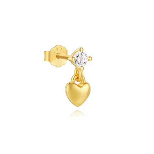Circle with Dangling Heart Stud Earring