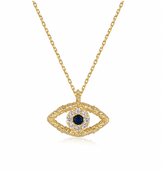 Textured Evil Eye Necklace