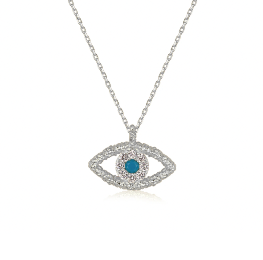 Textured Evil Eye Necklace