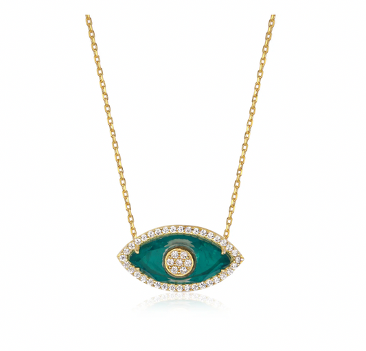 Paraiba Evil Eye Necklace