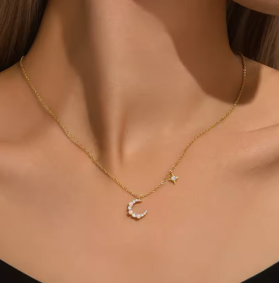 Dangling Moon North Star Necklace