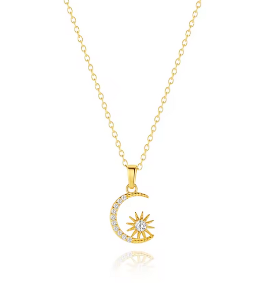 Pavé Moon Sun Necklace