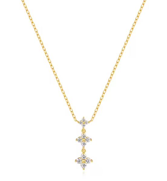 Triple Dangling Four Petals Necklace