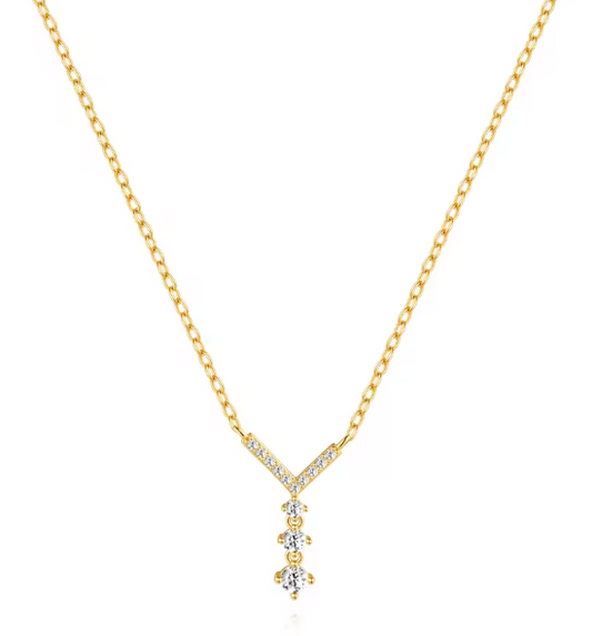 Pavé V Dangling Triple Circles Necklace