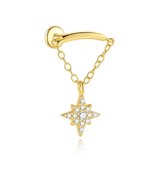 Drop Pavé North Star on Bar Stud