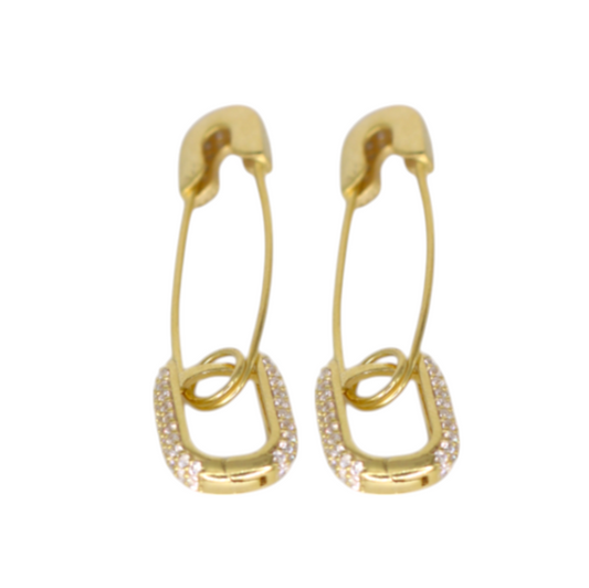 Charm Safety Pin Earrings