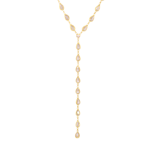 Crystal Teardrops Lariat Necklace