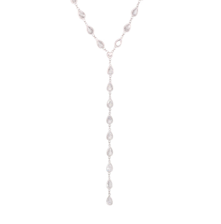 Crystal Teardrops Lariat Necklace