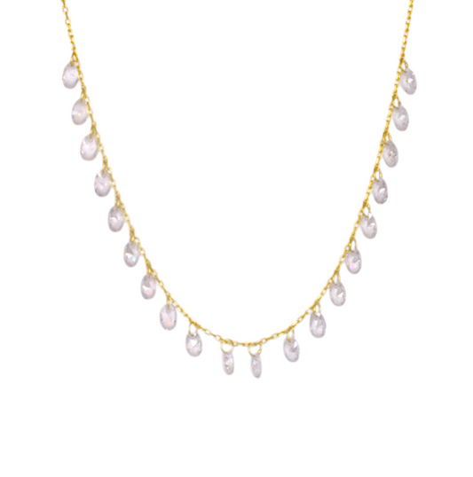 Dangling Multi Crystal Ovals Necklace