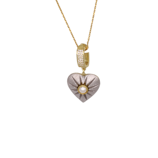 Charcoal Pearl Heart Pendant