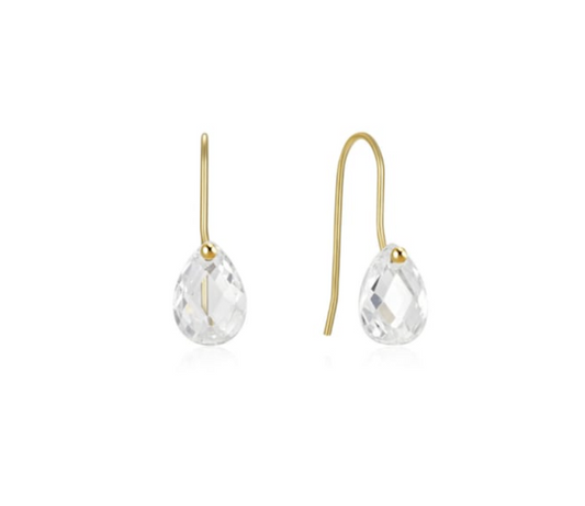 Pear Crystal Hook Earrings