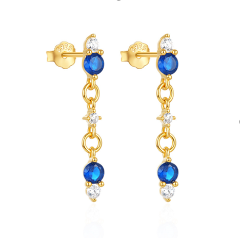 Royal Blue Drop Crystals Earring