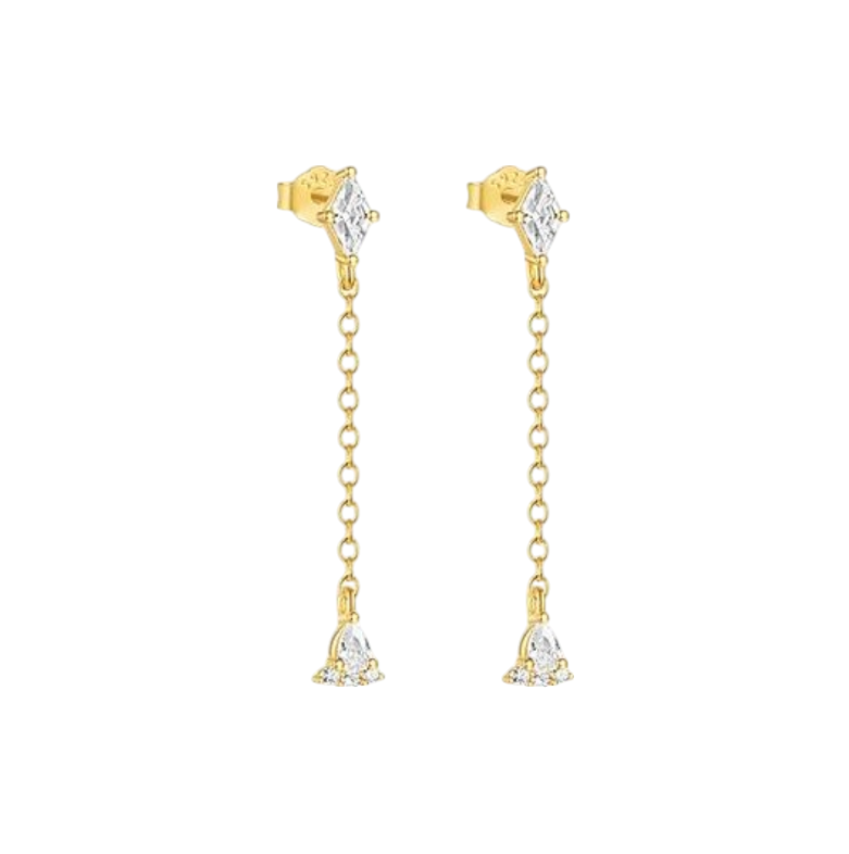 Rhombus Tassel Circle Stud Earring