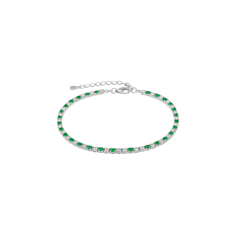 Green White Tennis Bracelet
