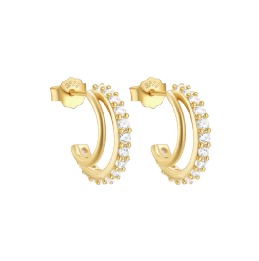 Pavé Bold Double Illusion Hoops