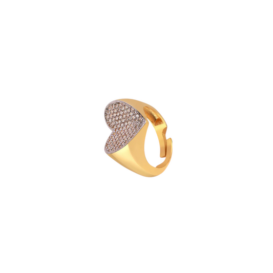 Mirrored Pave Heart Signet Ring