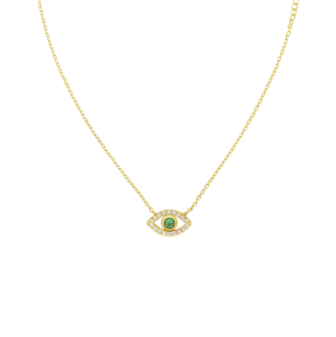Green Pavé Eye Necklace