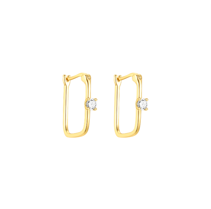 Circle Stone Square Hoops