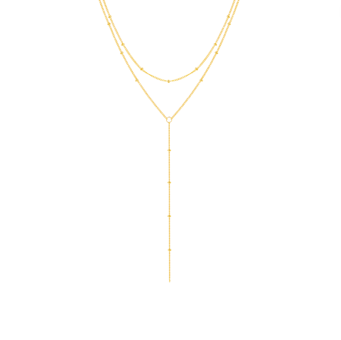 Double Curb Chain Lariat Necklace
