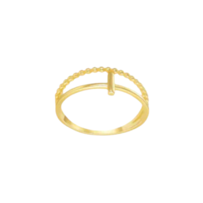 Beaded Bar Double Ring