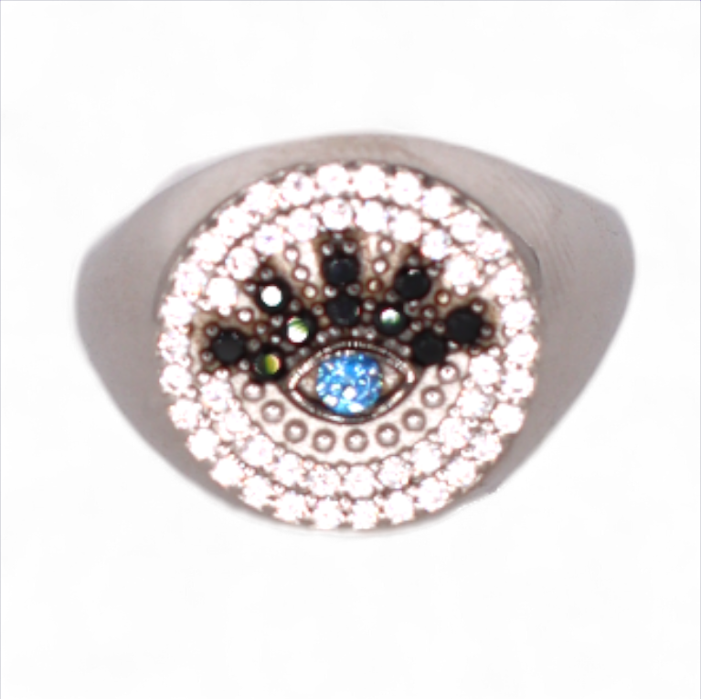 Pavé Evil Eye Signet Ring