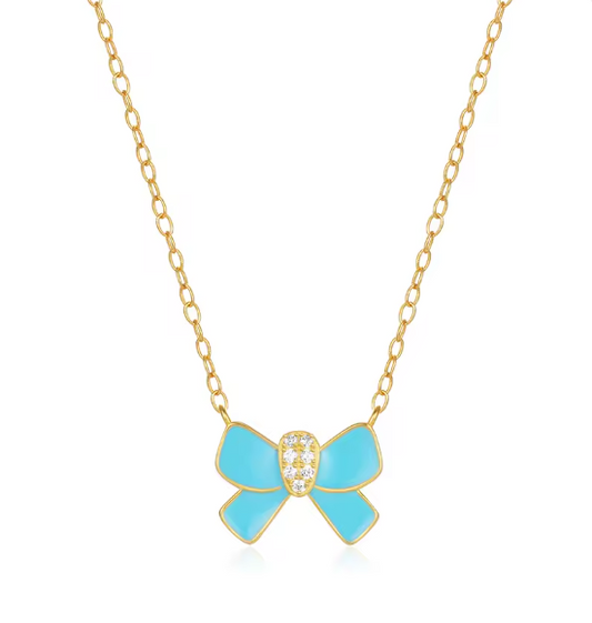 Enamel Bow Necklace