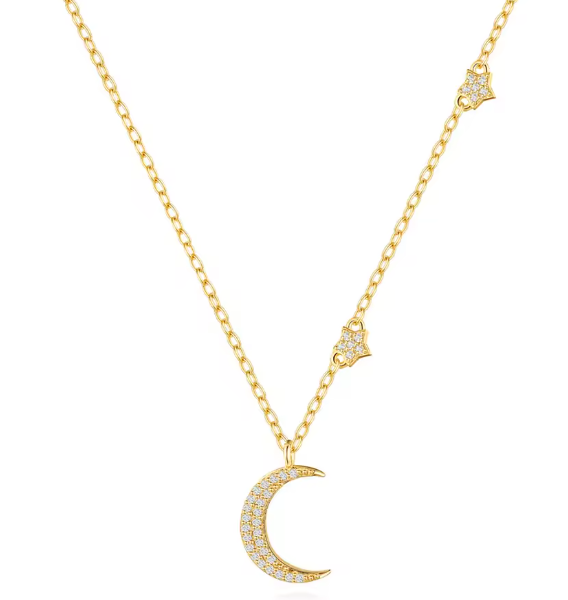 Pavé Moon Charms Necklace