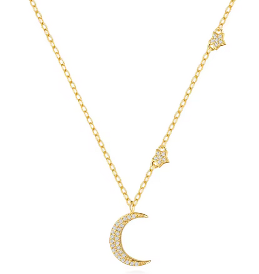 Pavé Moon Charms Necklace
