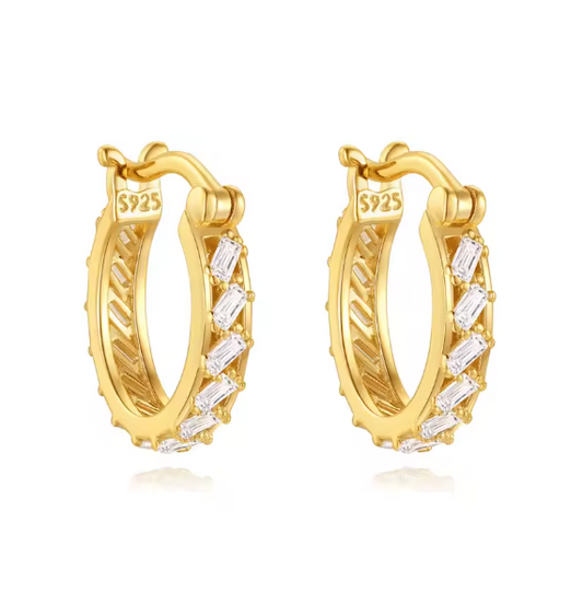 Crystal Baguettes Thick Hoops