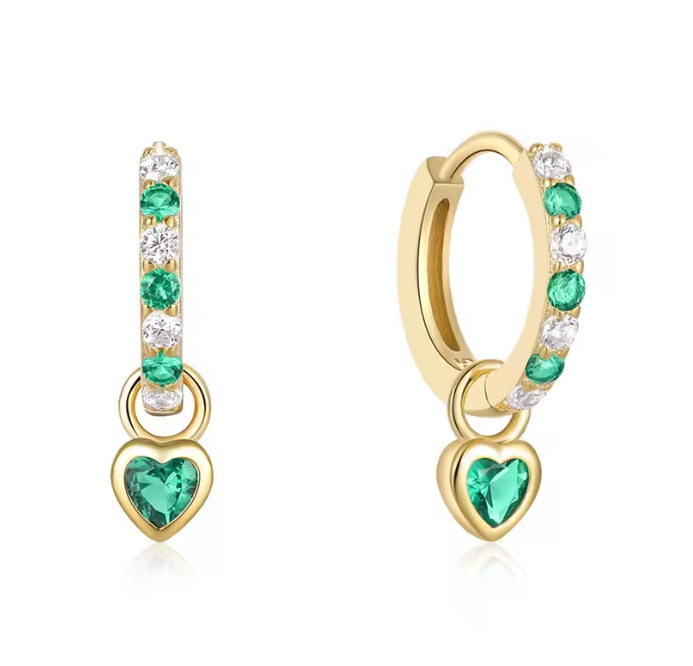 Candy Crystal Heart Charm Hoop